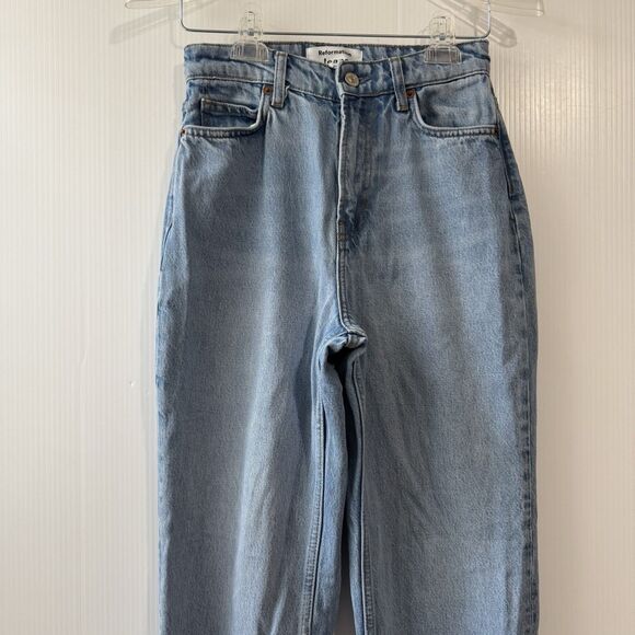 Reformation Delena High Rise Relaxed Jeans 24 Blue Denim Organic Cotton READ - Picture 11 of 16